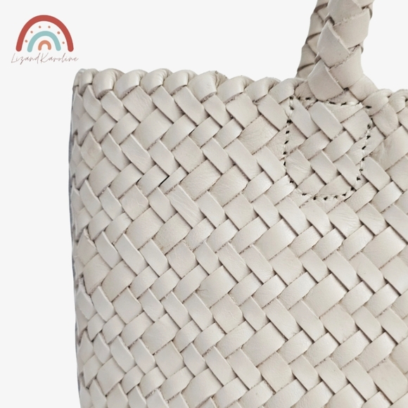 New! Madewell Handwoven Mini Tote Woven Leather Bag in Alabaster - Picture 11 of 16